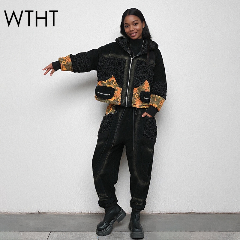 Patchwork Jean Jacket - WTHT модная новая женская лоскутная плюшевая