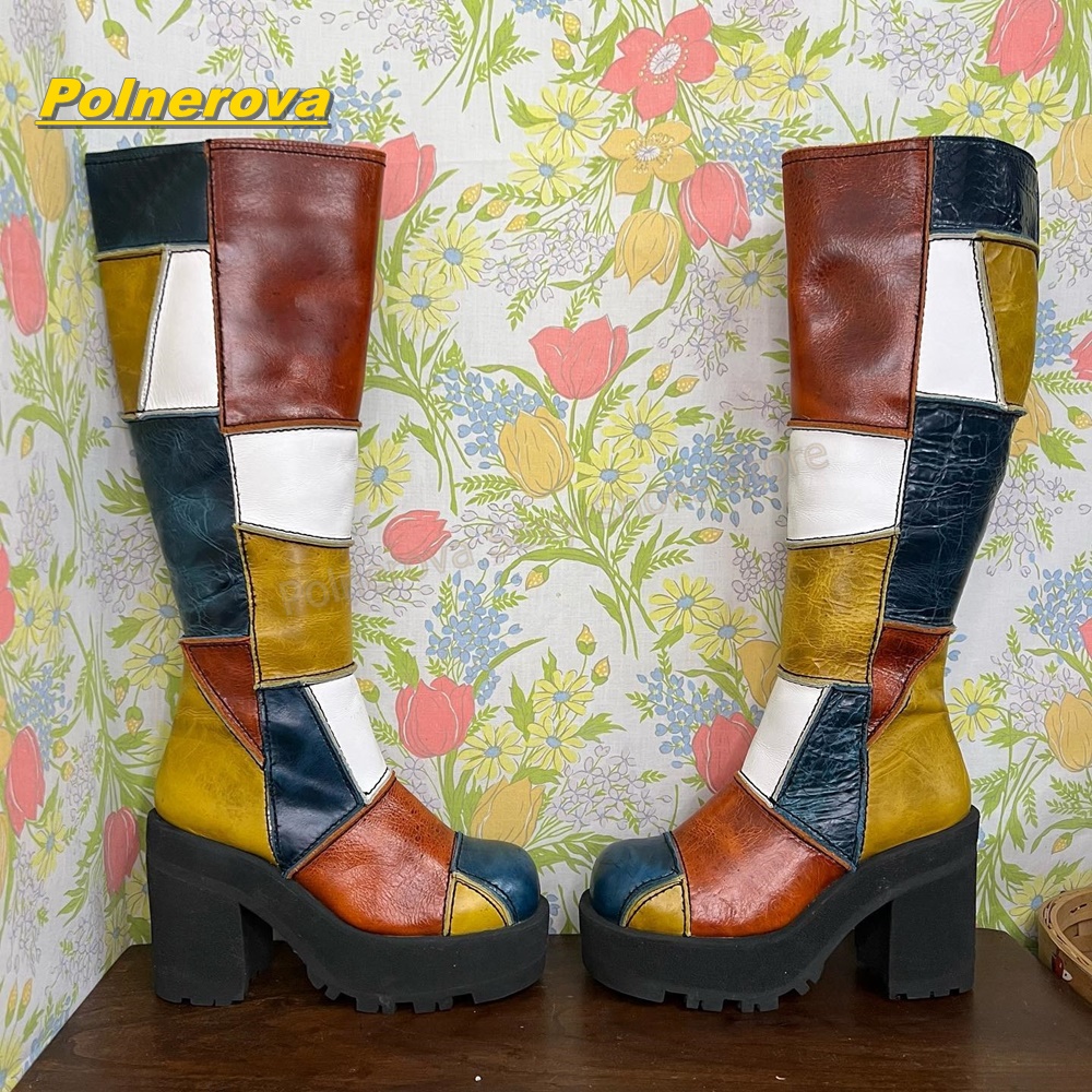 Vintage Fashion Style - Женские ретро-ботинки до колена из кожи