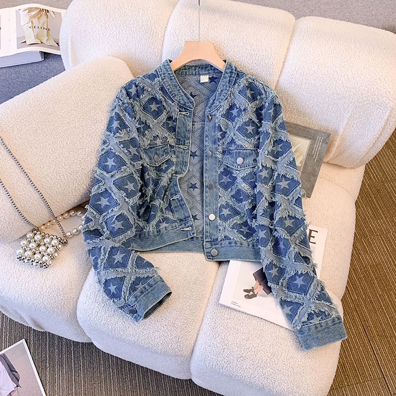 Patchwork Jean Jacket - Пальто женские джинсовые пальто куртки с