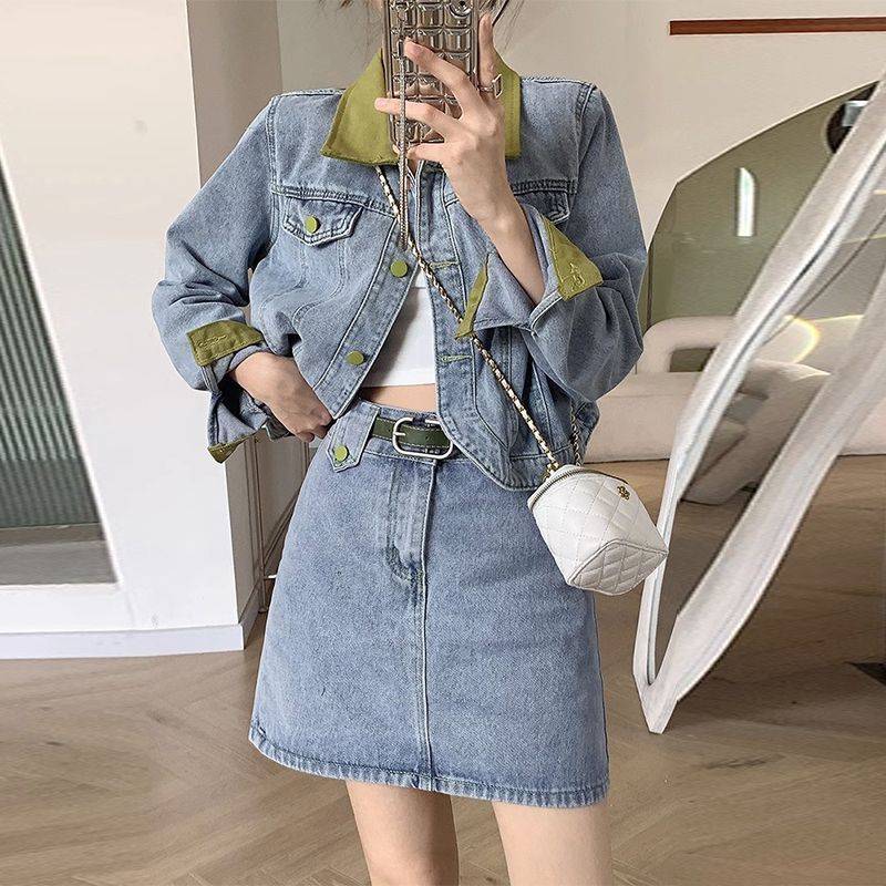 Patchwork Jean Jacket - Джинсовые пальто, мини-юбки, комплекты из двух