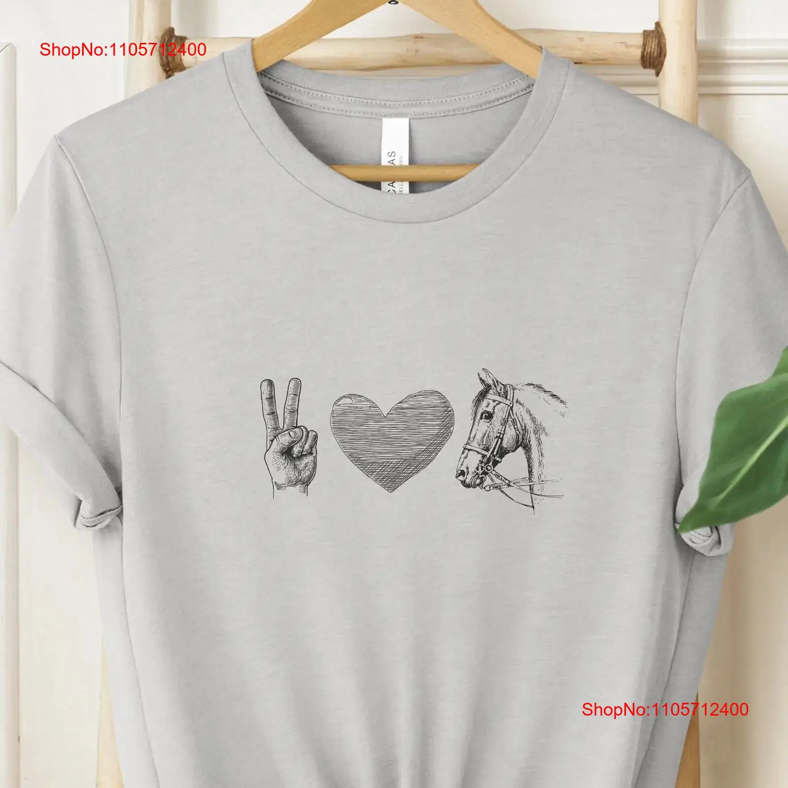 Vintage Fashion Faire - Футболка для любителей лошадей Peace Love