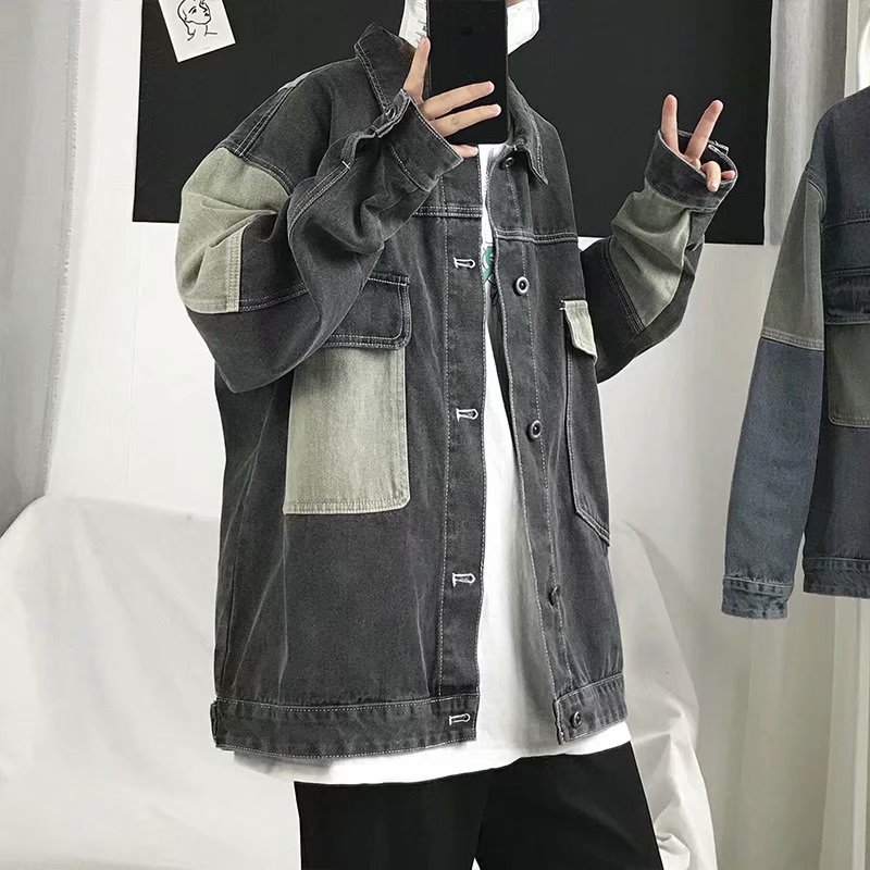 Patchwork Jean Jacket - Мужская повседневная джинсовая куртка оверсайз 2026