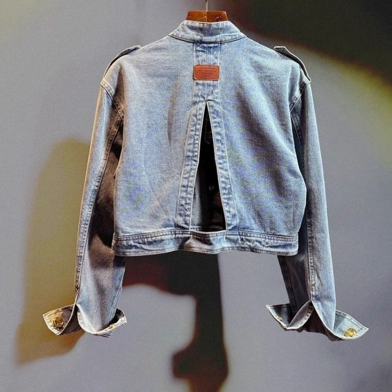 Patchwork Jean Jacket - Женская осенняя укороченная джинсовая куртка-блузка в