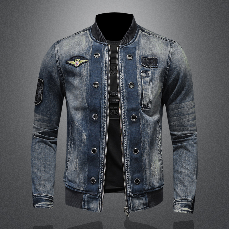 Patchwork Jean Jacket - Мужские высококачественные персонализированные джинсы с бейсбольным