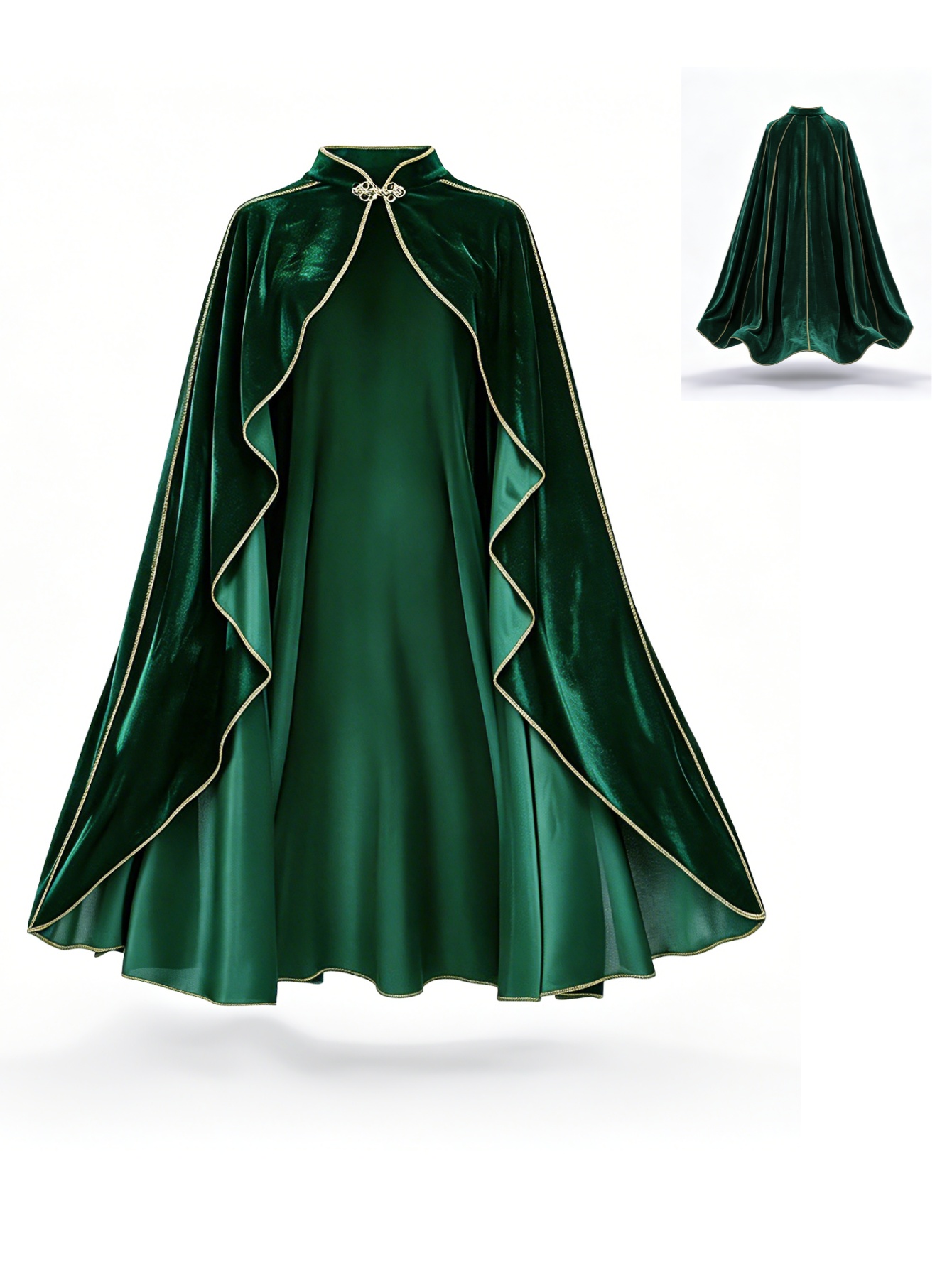 Vintage Victorian Fashion - Женский винтажный плащ из зеленого бархата