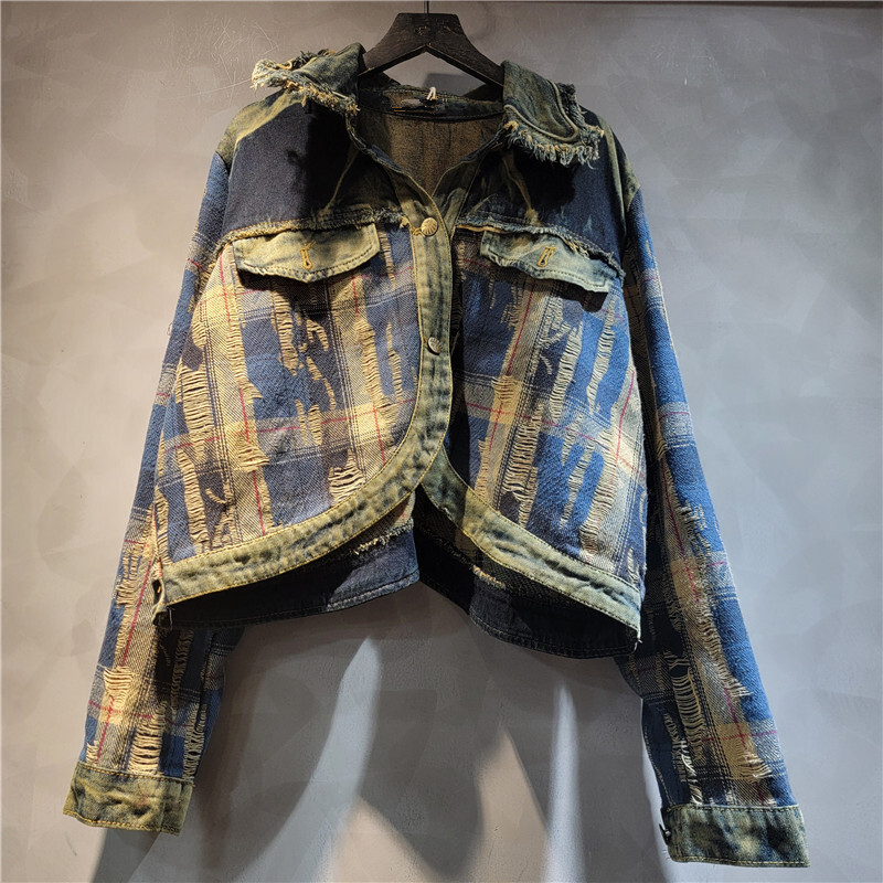 WTHT модная женская джинсовая  – обзор и цена Patchwork Jean Jacket