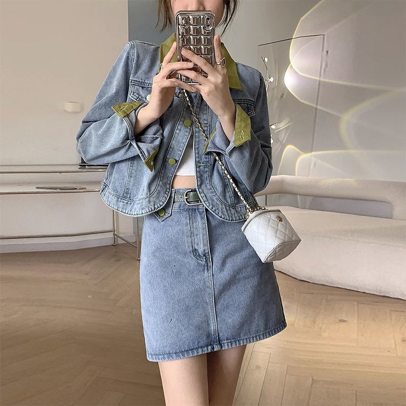 Джинсовые пальто, мини-юбки, к – обзор и цена Patchwork Jean Jacket