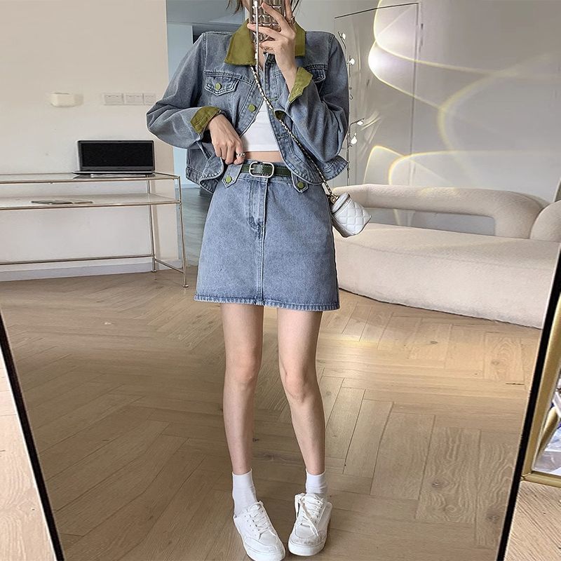 Джинсовые пальто, мини-юбки, к – обзор и цена Patchwork Jean Jacket