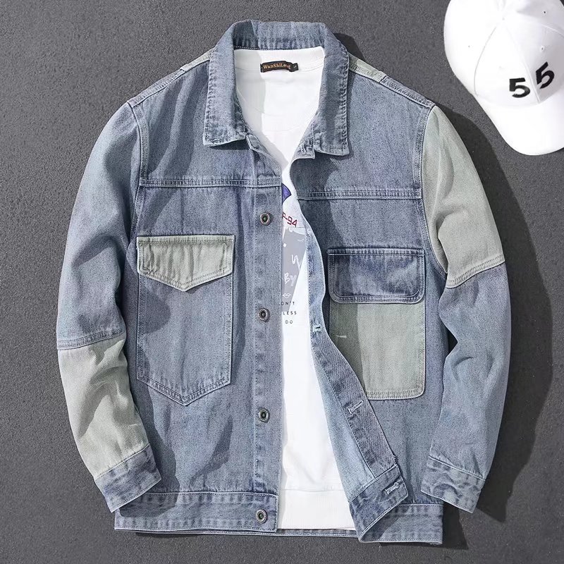 Мужская повседневная джинсовая – обзор и цена Patchwork Jean Jacket